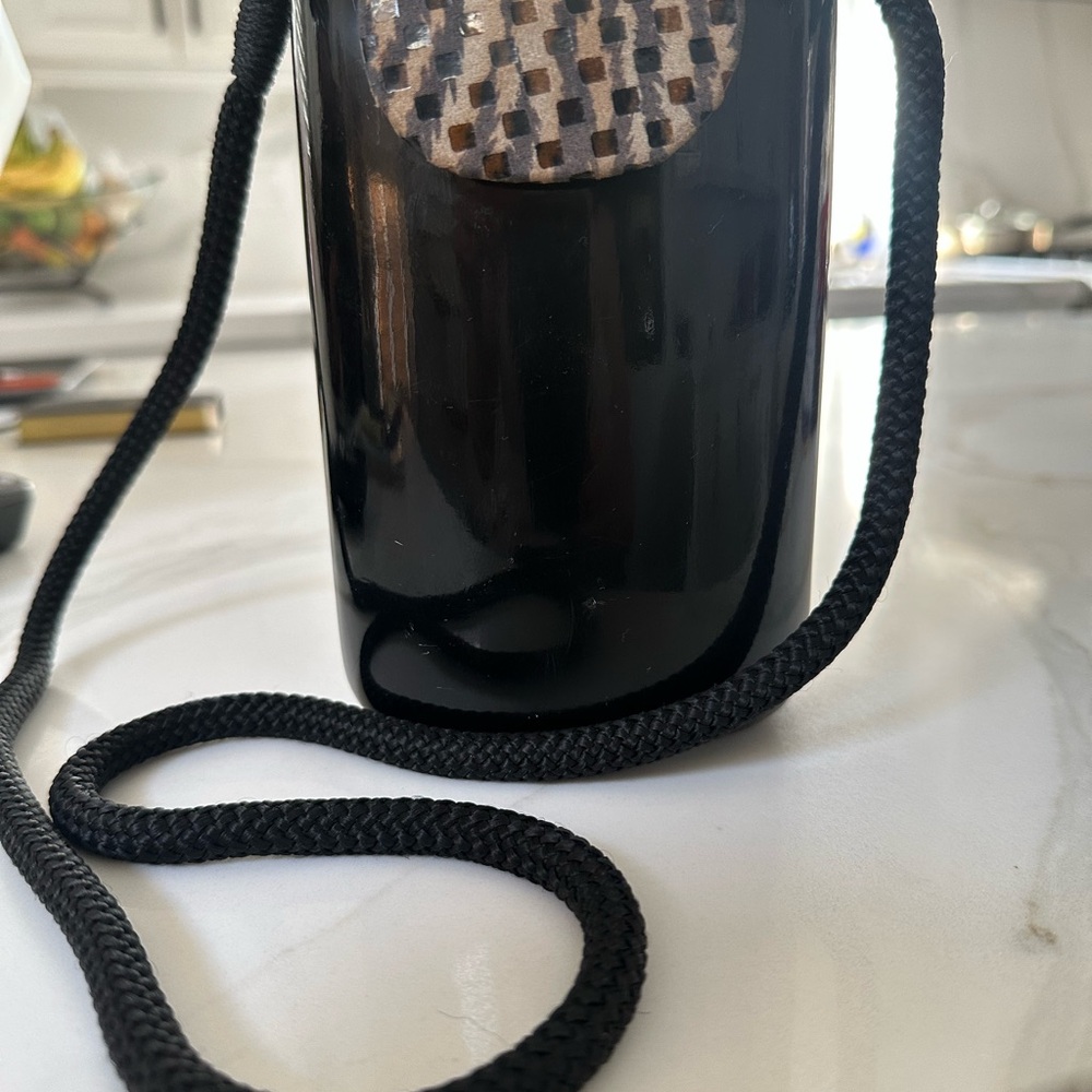 Black Crossbody Bag with Woven Accent